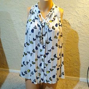 Worthington Butterfly Print Blouse